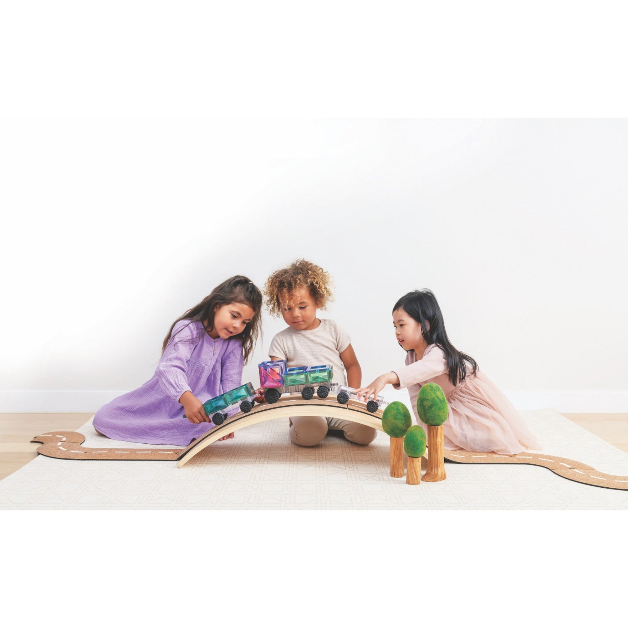Connetix Pink Transport 50 Piece Magnetic Tiles Pack-Pink