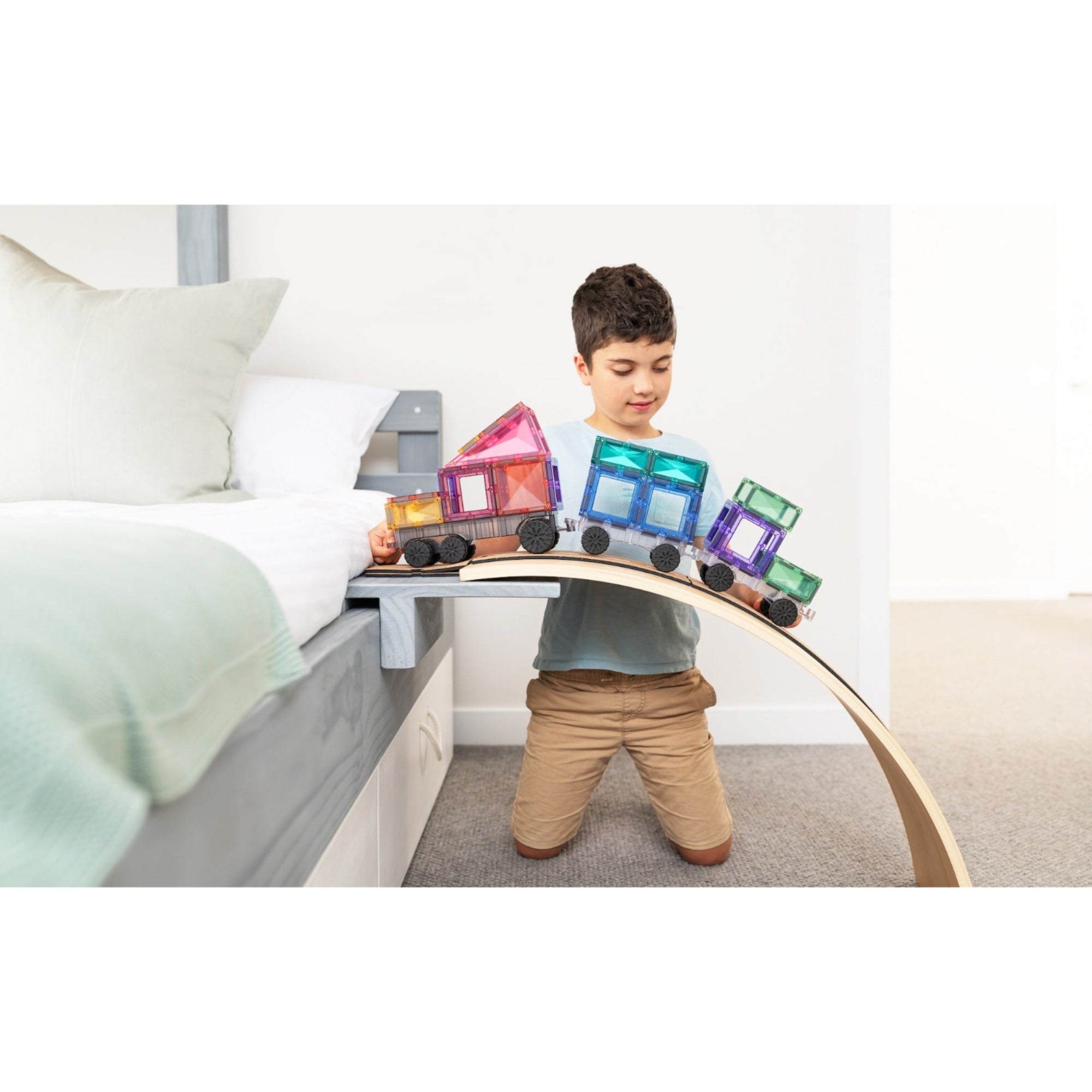 Connetix Pink Transport 50 Piece Magnetic Tiles Pack-Pink