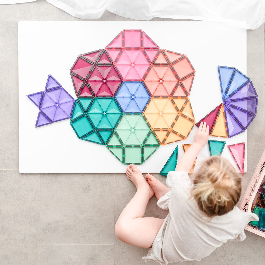 Connetix Pink Mega 202 Piece Magnetic Tiles Pack-Pink