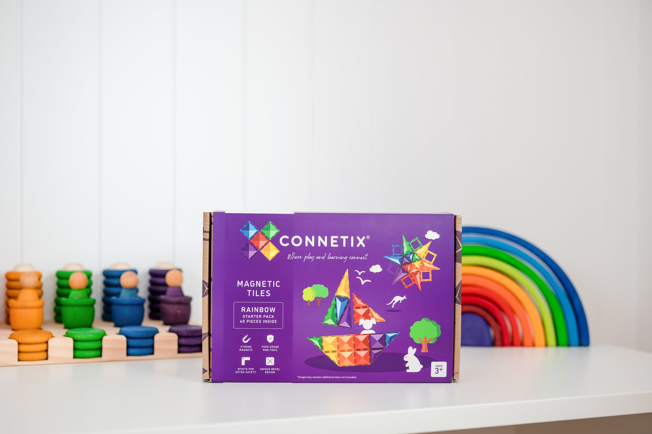 Connetix Multi Starter 60 Piece Magnetic Tiles Pack-Multi