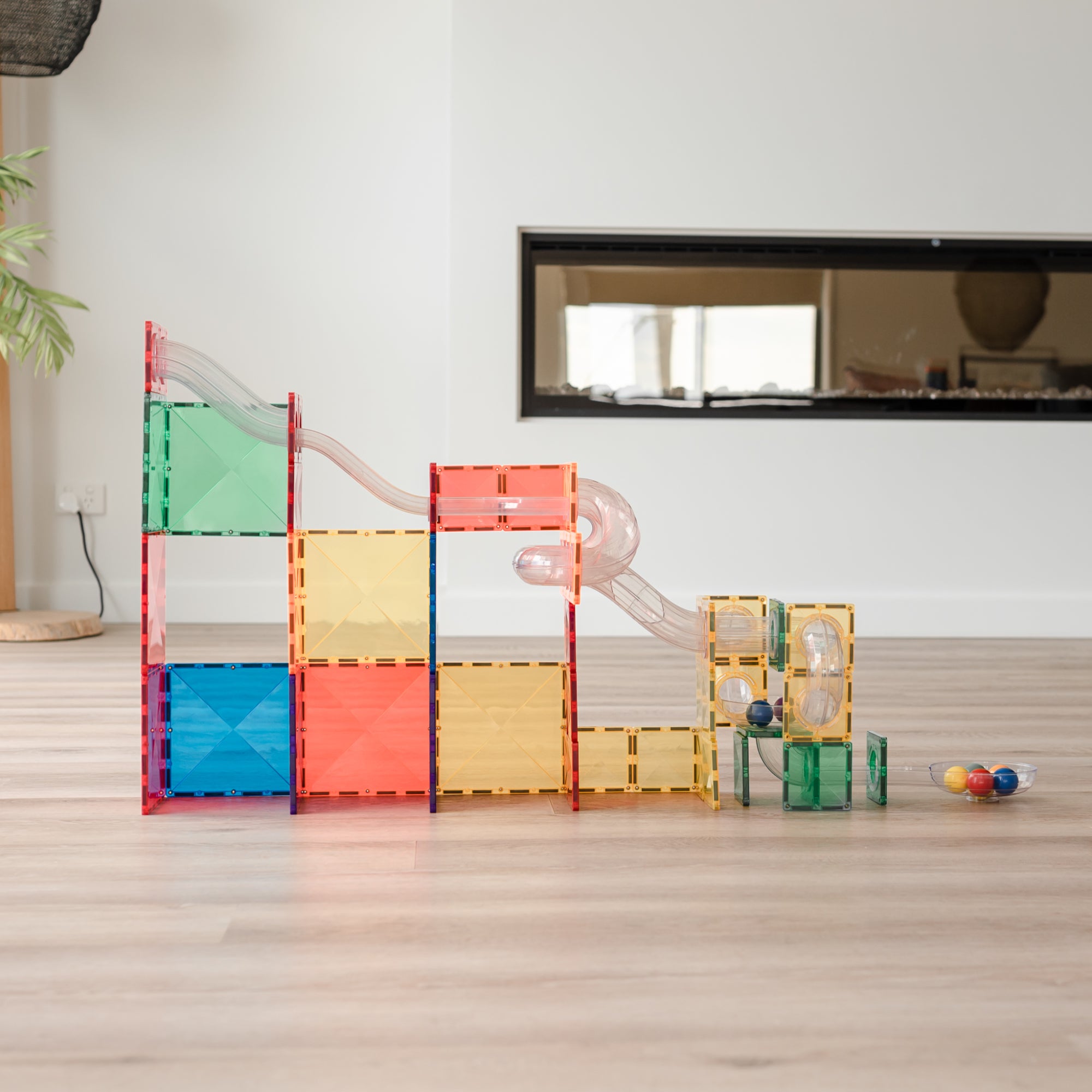 Connetix Multi Expansion Ball Run 66 Piece Magnetic Tiles Pack-Multi