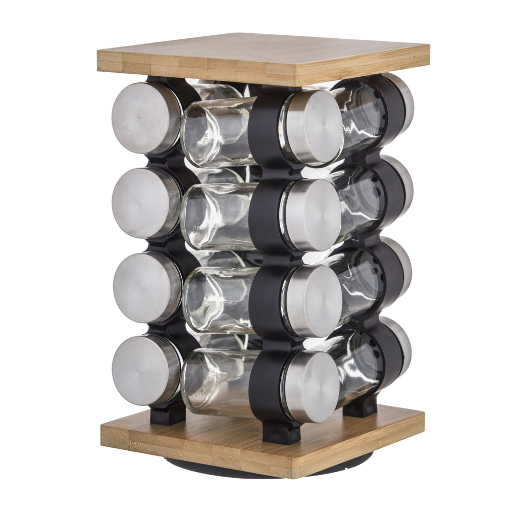 Davis & Waddell DES0304  Romano Spice Jar Set with Rack 16 Piece? Wood/ Stainles