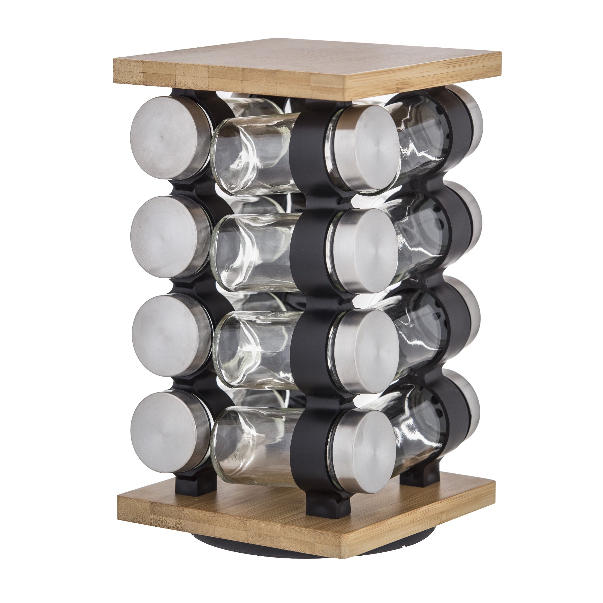 Davis & Waddell DES0304  Romano Spice Jar Set with Rack 16 Piece? Wood/ Stainles