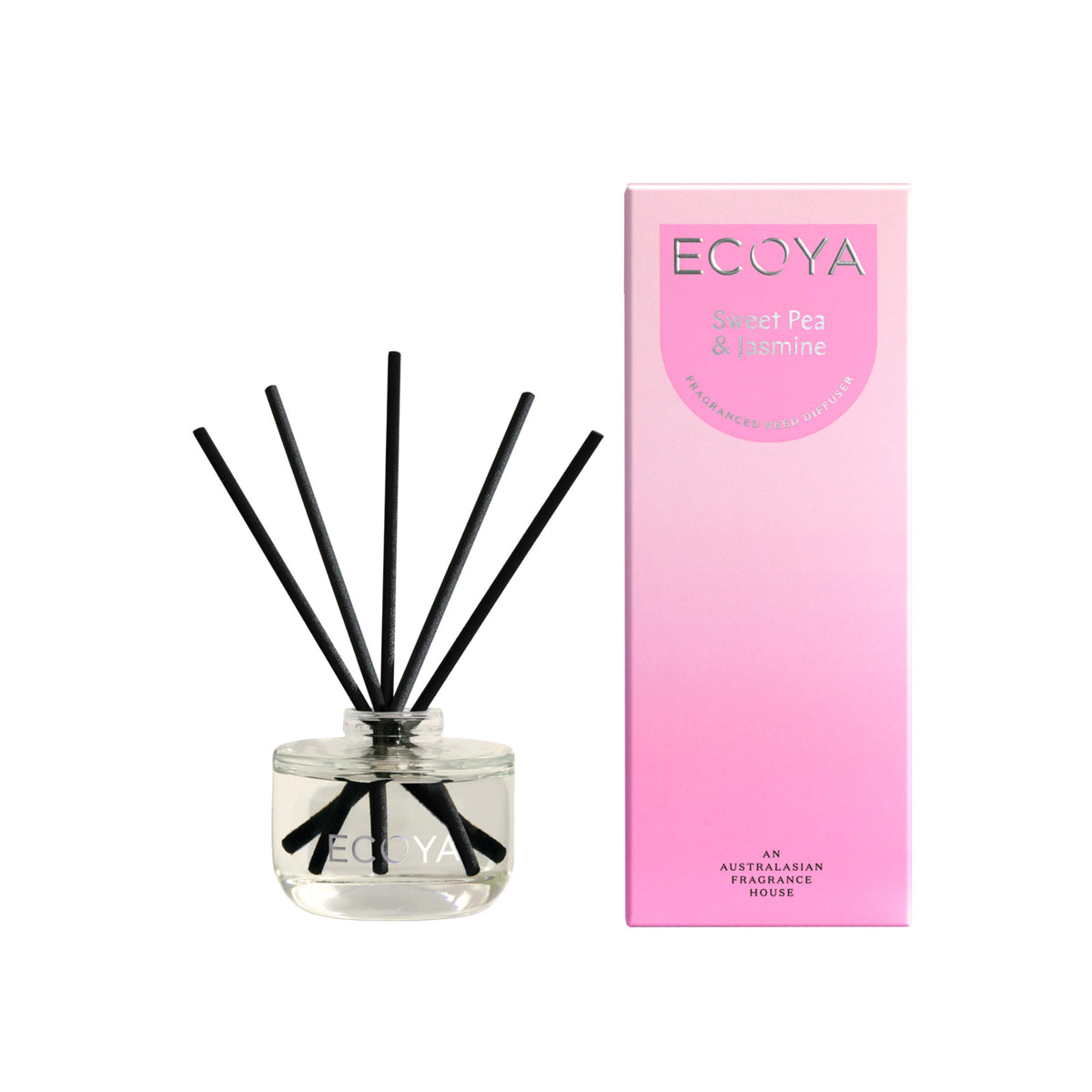 Ecoya Sweet Pea Jasmine Mini Reed Diffuser - Pink