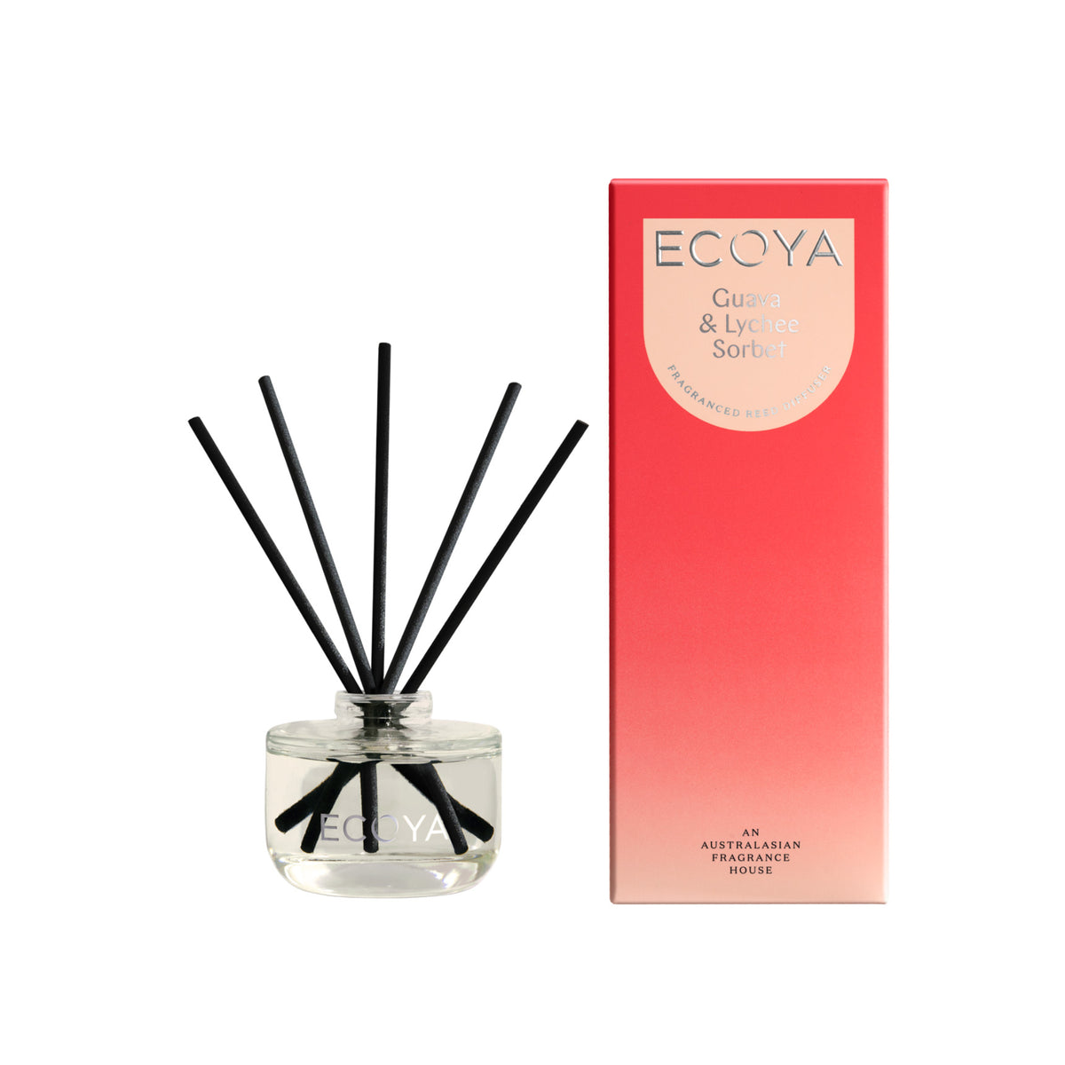 Ecoya Guava Lychee Mini Reed Diffuser - Red