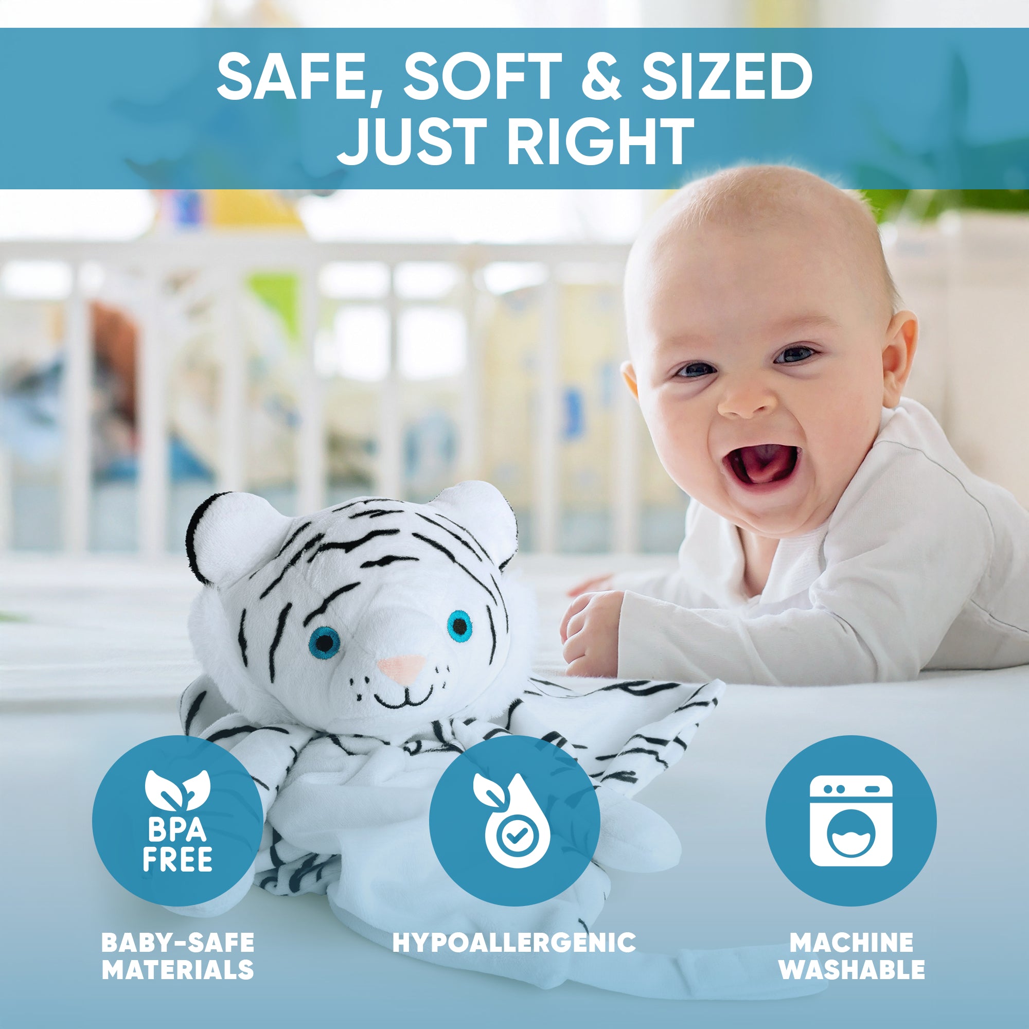 Love By Emi White Tiger Musical Comforter