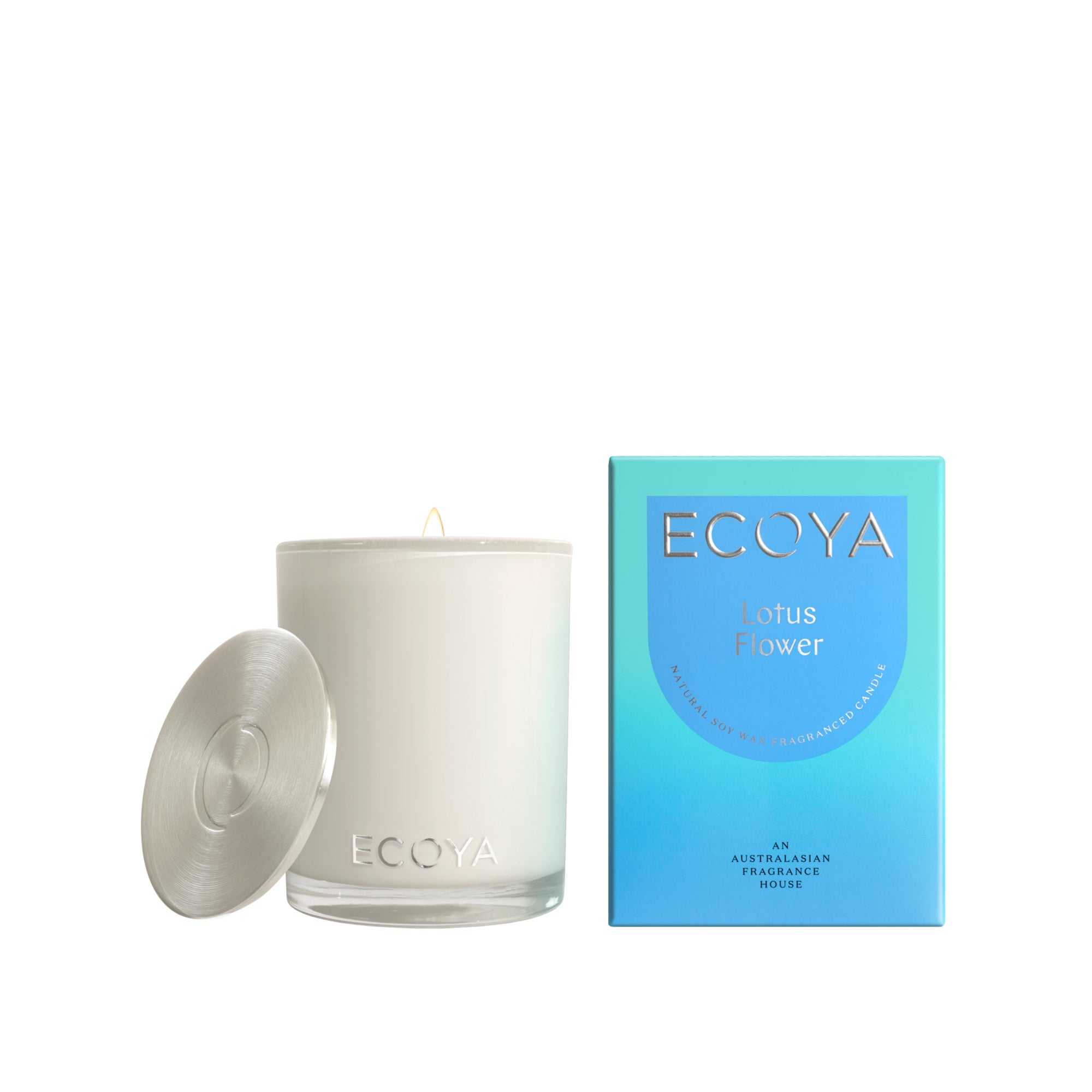 Ecoya Lotus Flower 400g Madison Jar Candle - Blue