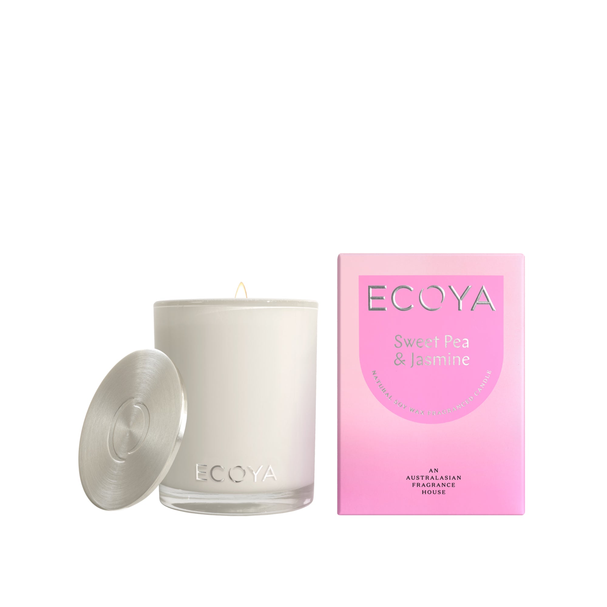 Ecoya Sweet Pea & Jasmine 400g Madison Jar Candle - Pink