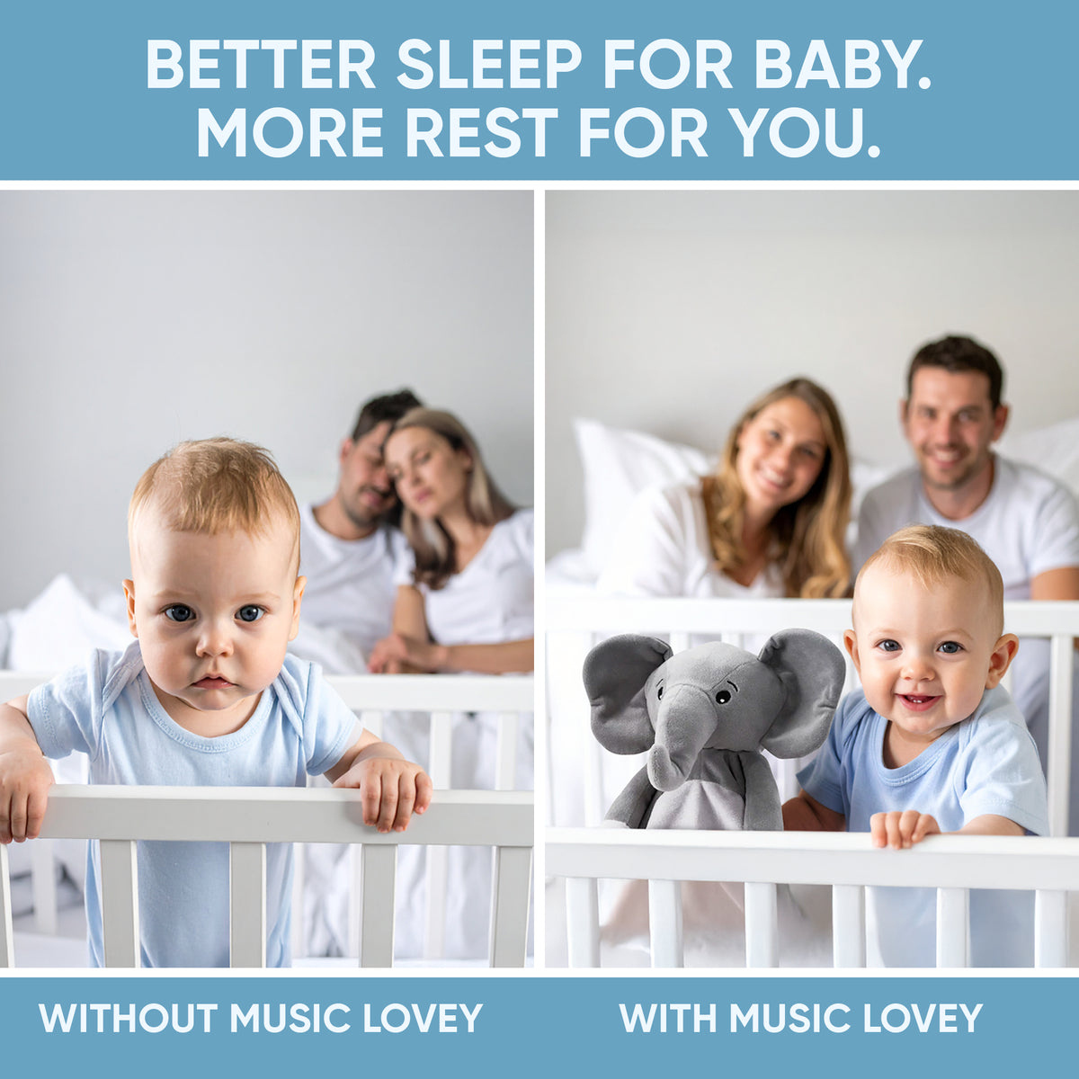 Love By Emi Elephant Musical Comforter - Grey