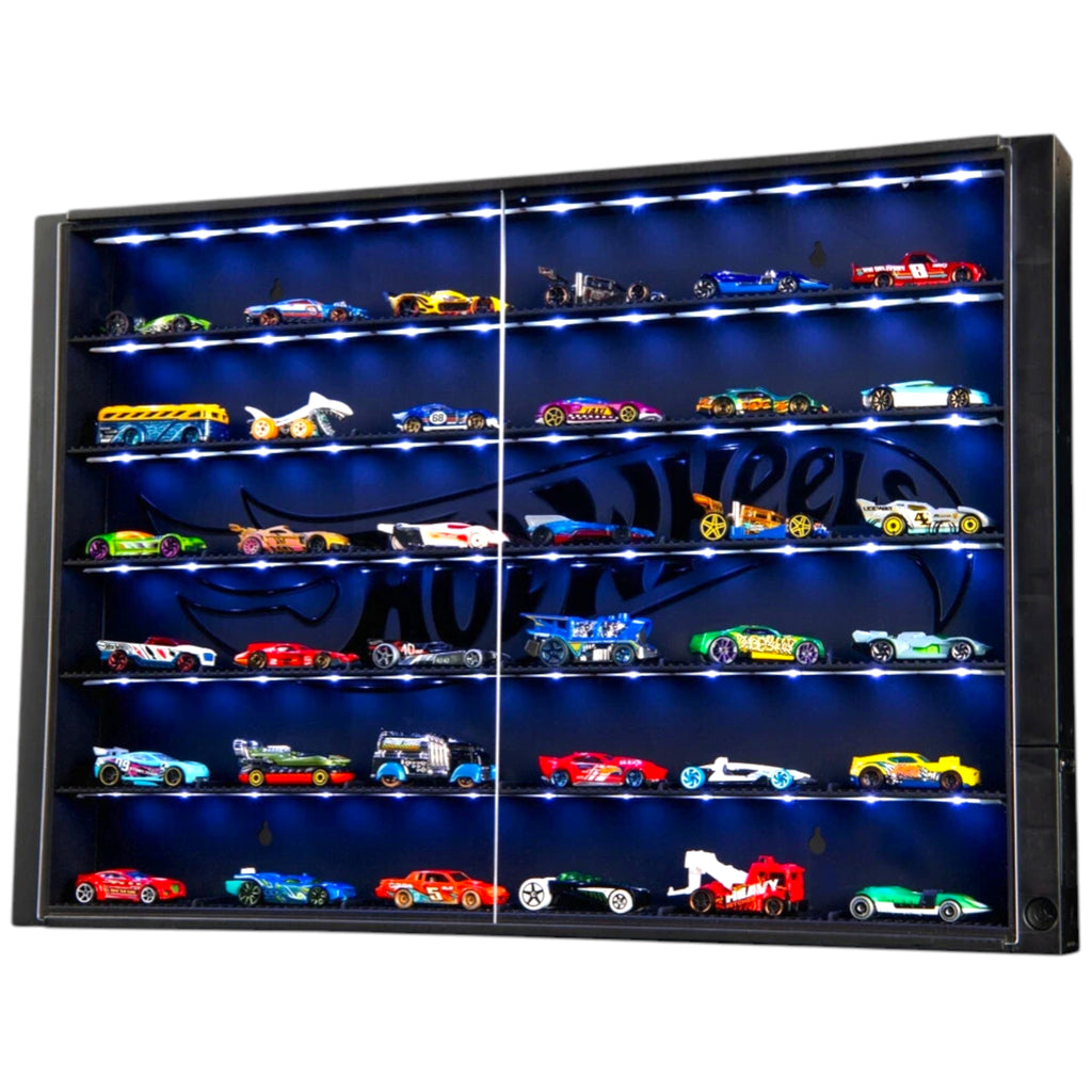 Hot Wheels 36 Car LED Display Case & Wall Sign Pack - Multi