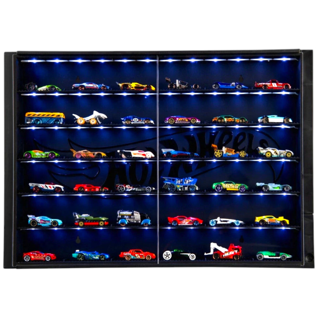 Hot Wheels 36 Car LED Display Case & Wall Sign Pack - Multi