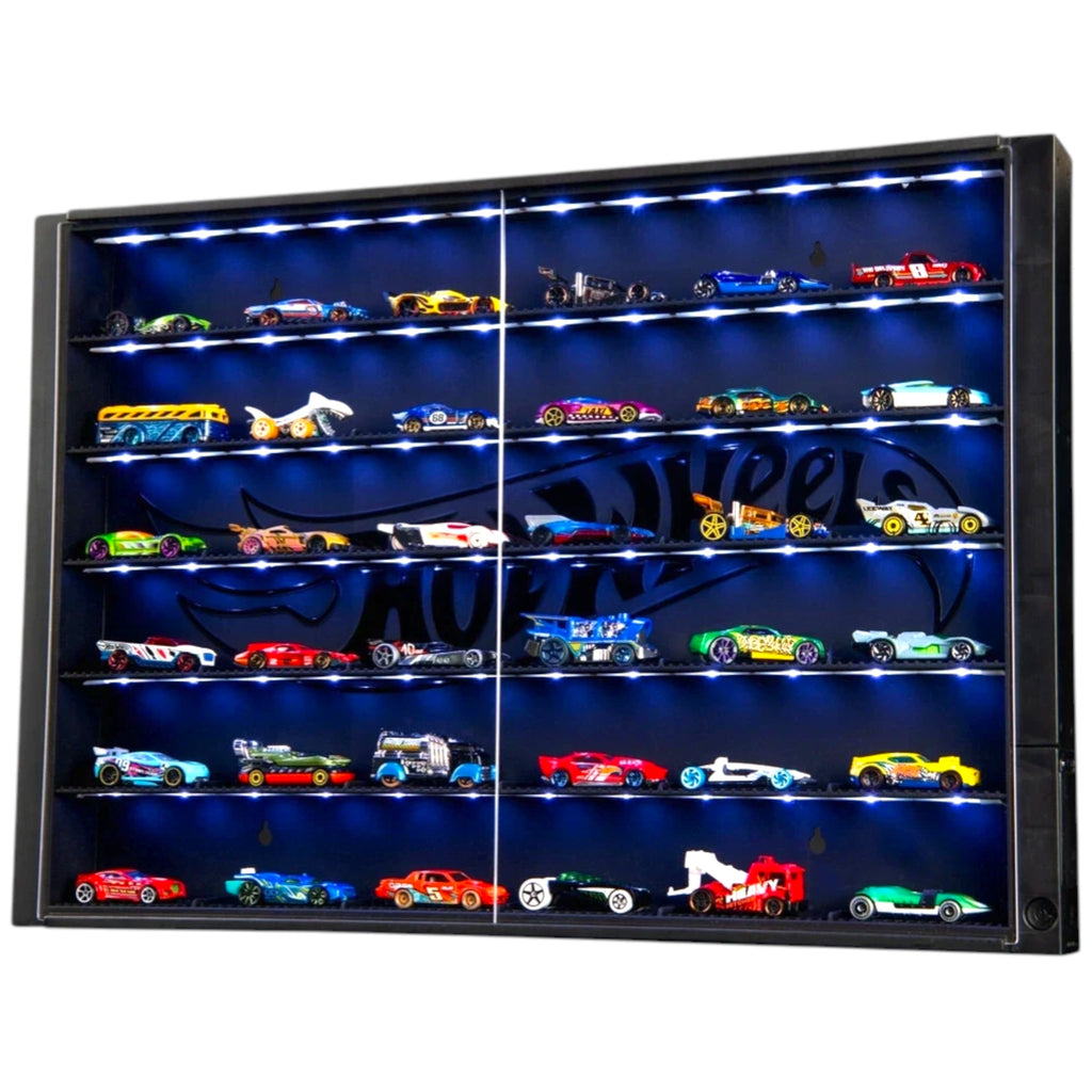 Hot Wheels 36 Car LED Display Case & Wall Sign Pack - Multi