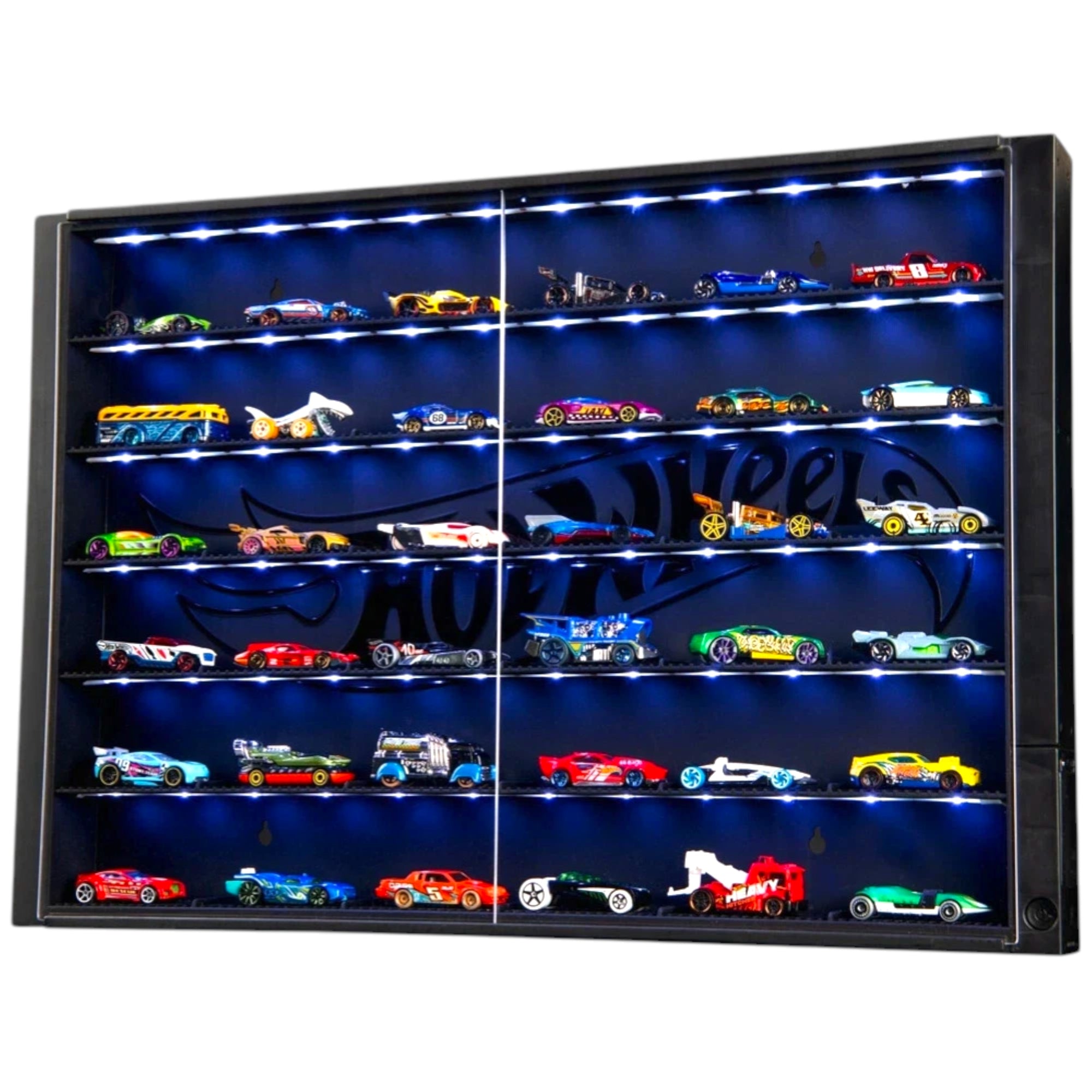 Hot Wheels 36 Car LED Display Case & Wall Sign Pack - Multi
