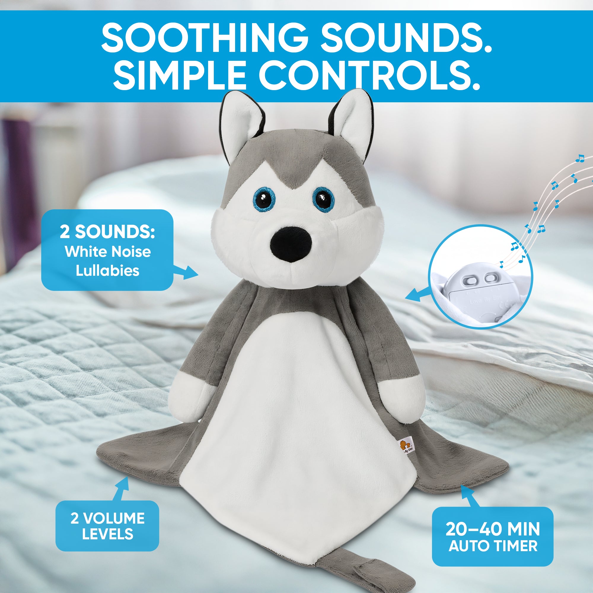 Love By Emi Husky Musical Comforter - Grey/White