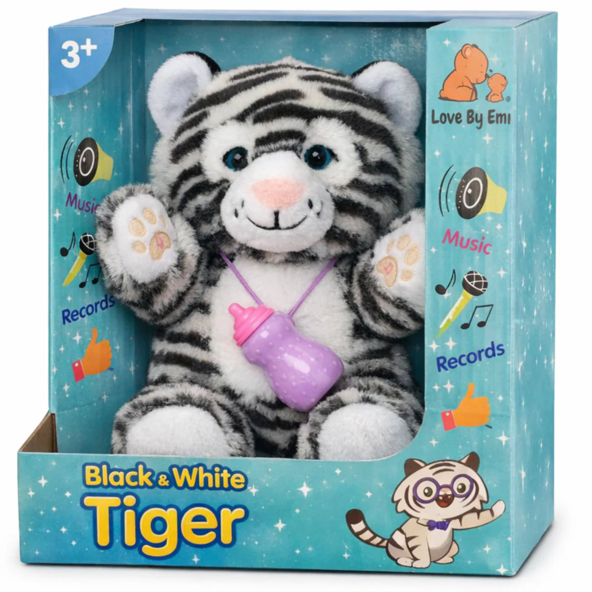 Love By Emi Interactive White Tiger - Black&White