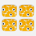 Marimekko Oiva/Unikko Yellow 4 Piece Plate Set