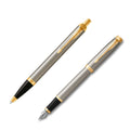 Parker IM Brushed Metal Gold Trim Fountain & Ball Pen Gift Set