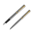 Waterman Impression Stainless Steel Gold Trim Fountain & Ball Pen Gift Set
