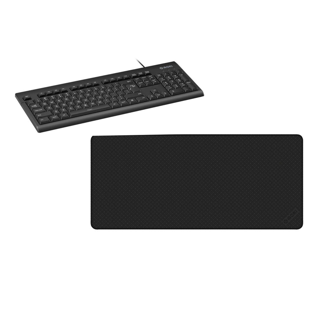 Moki Wired Keyboard & Desk Mat Set - Black