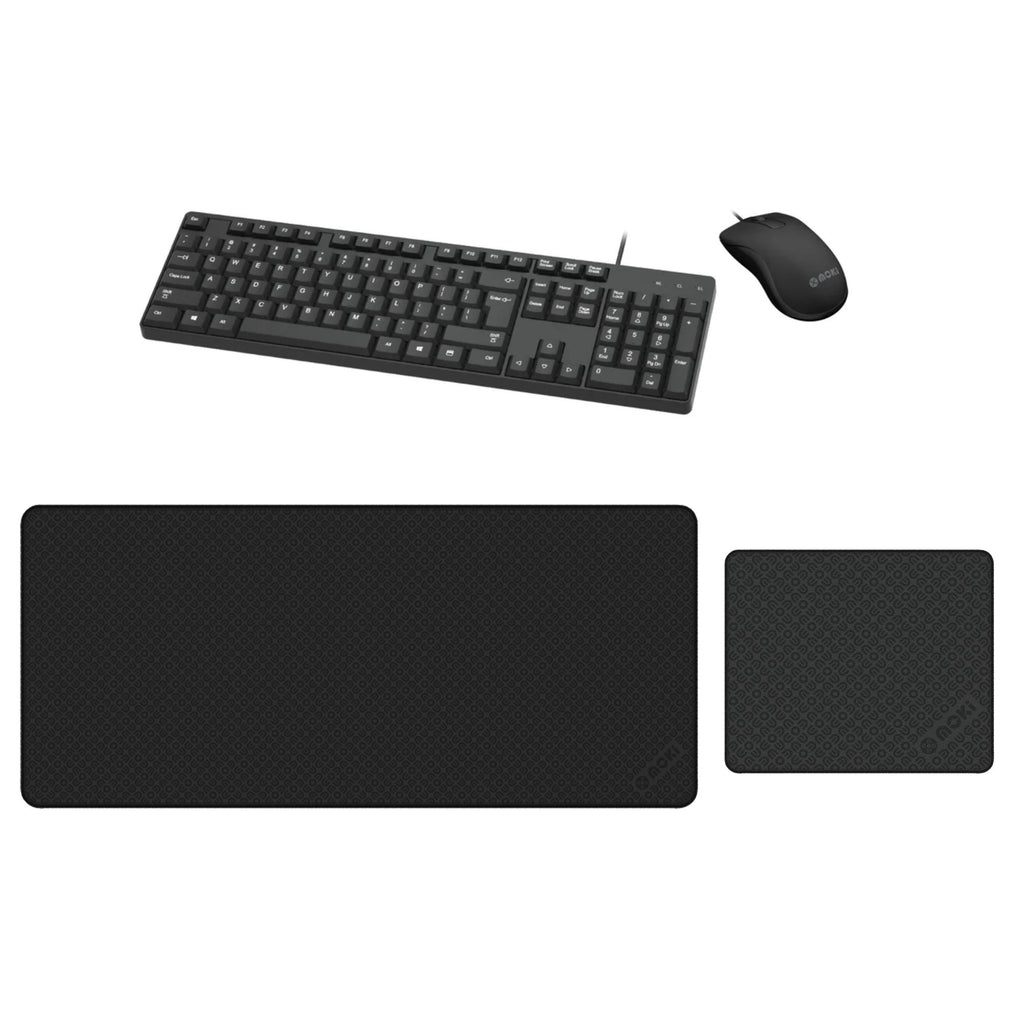 Moki Wired Keyboard & Mouse Office Pack - Black