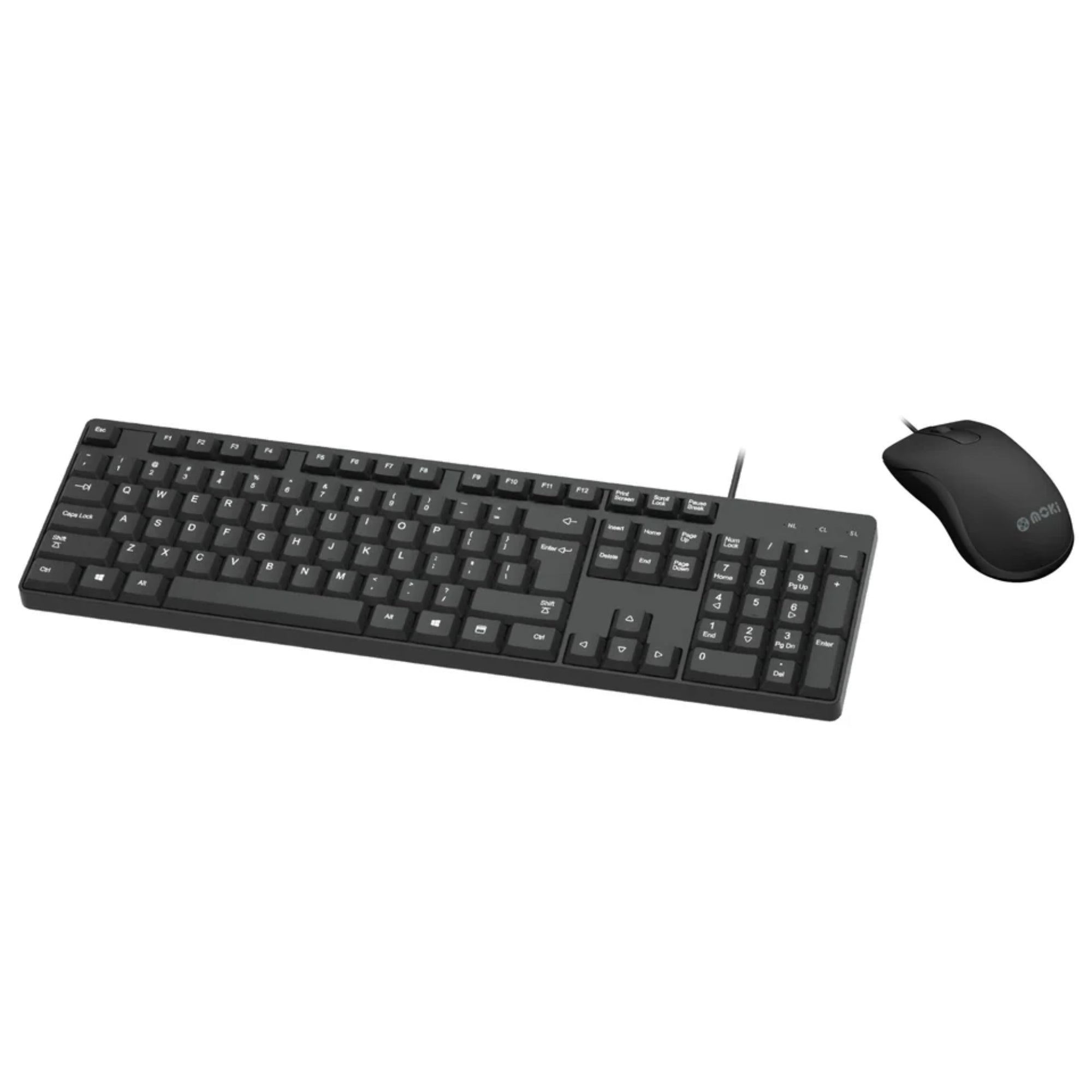 Moki Wired Keyboard & Mouse Office Pack - Black