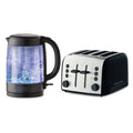 Russell Hobbs Brooklyn 1.7L Glass Kettle and 4-Slice Toaster Set - Black