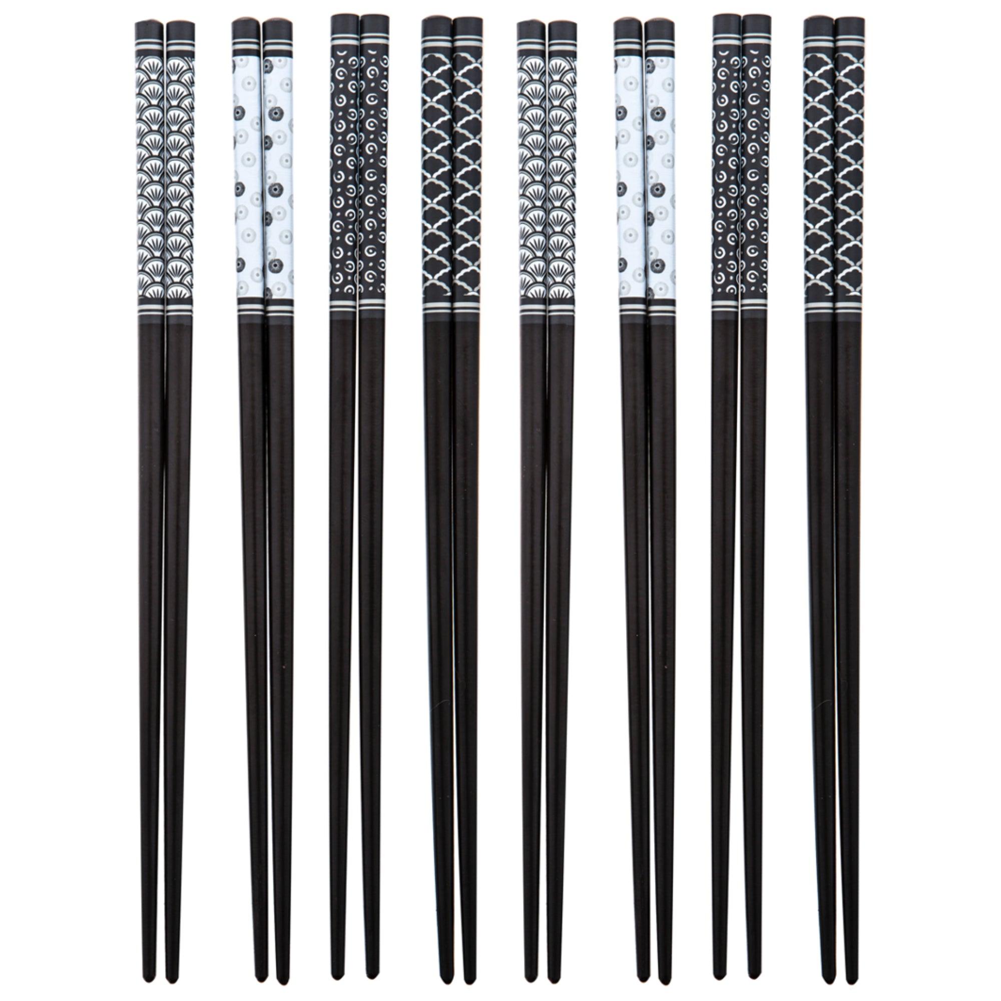 Davis & Waddell Bamboo Chopsticks Set - 8 Pairs - Black/White
