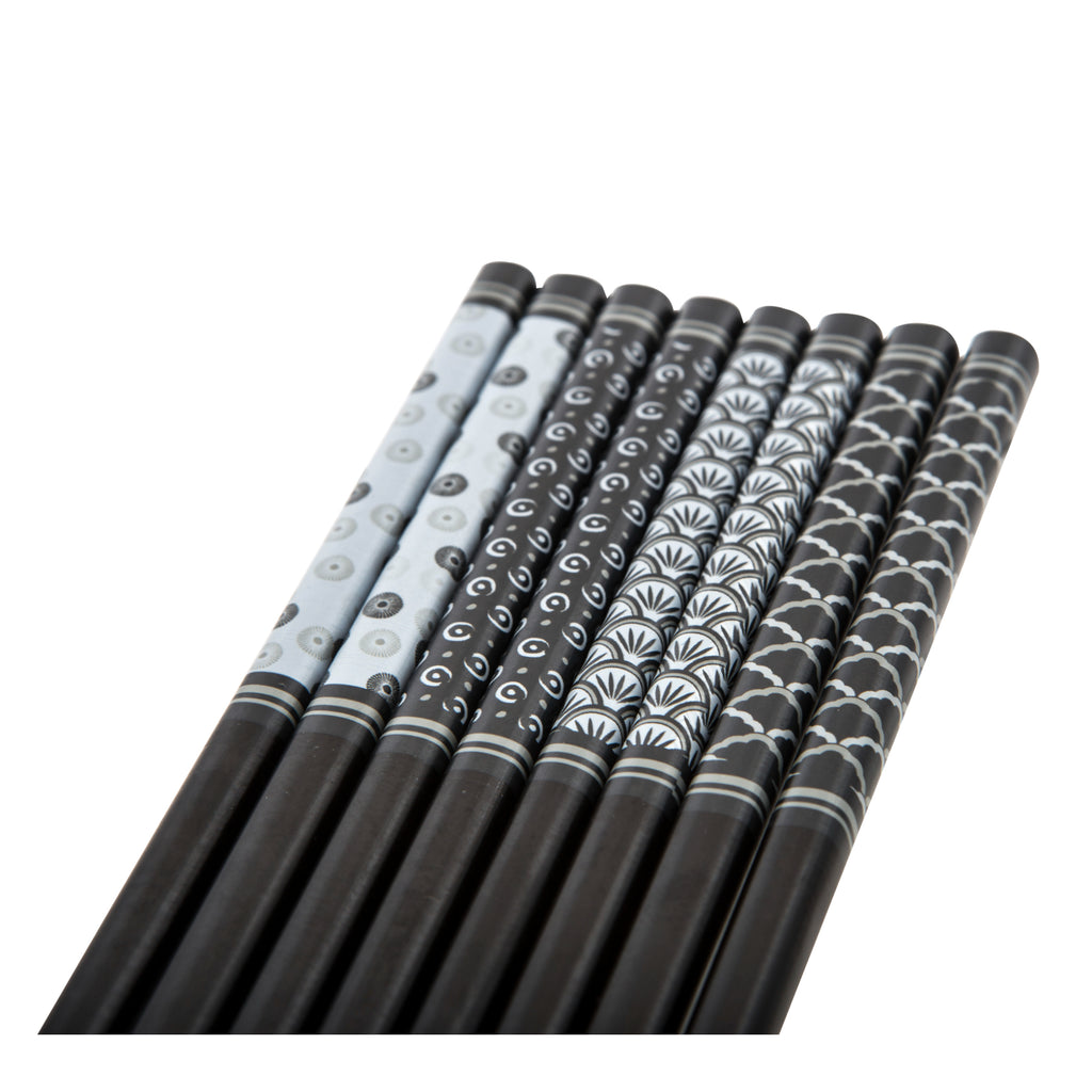 Davis & Waddell Bamboo Chopsticks Set - 8 Pairs - Black/White