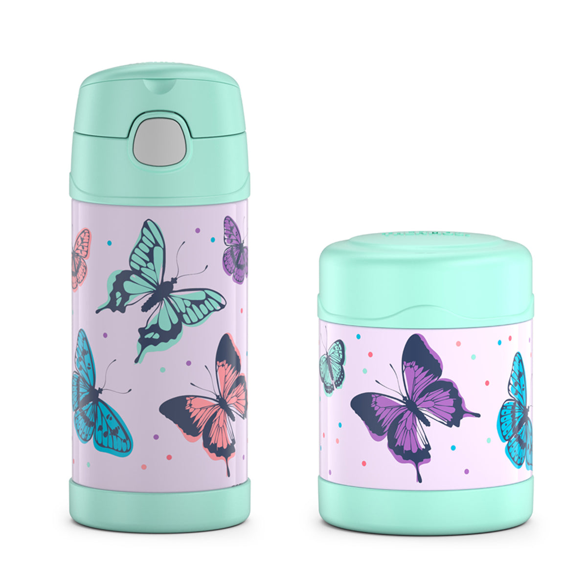 Thermos FUNtainer? Vacuum Insulated Food Jar & Drink Bottle Set - Mint Butterfly