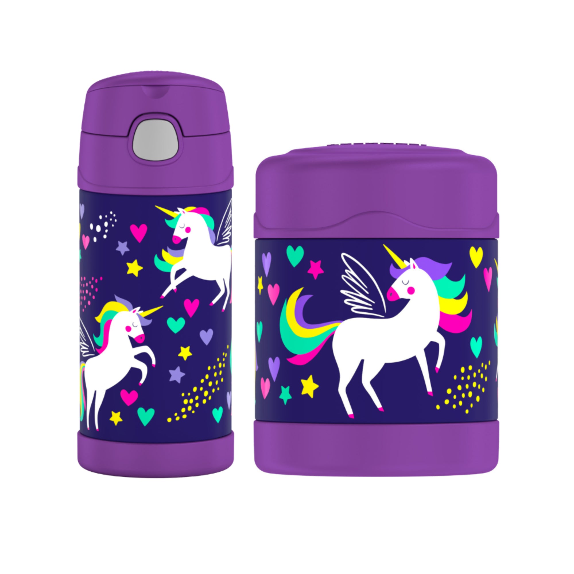 Thermos FUNtainer Vacuum Insulated Food Jar & Drink Bottle Set - Purple Unicorn
