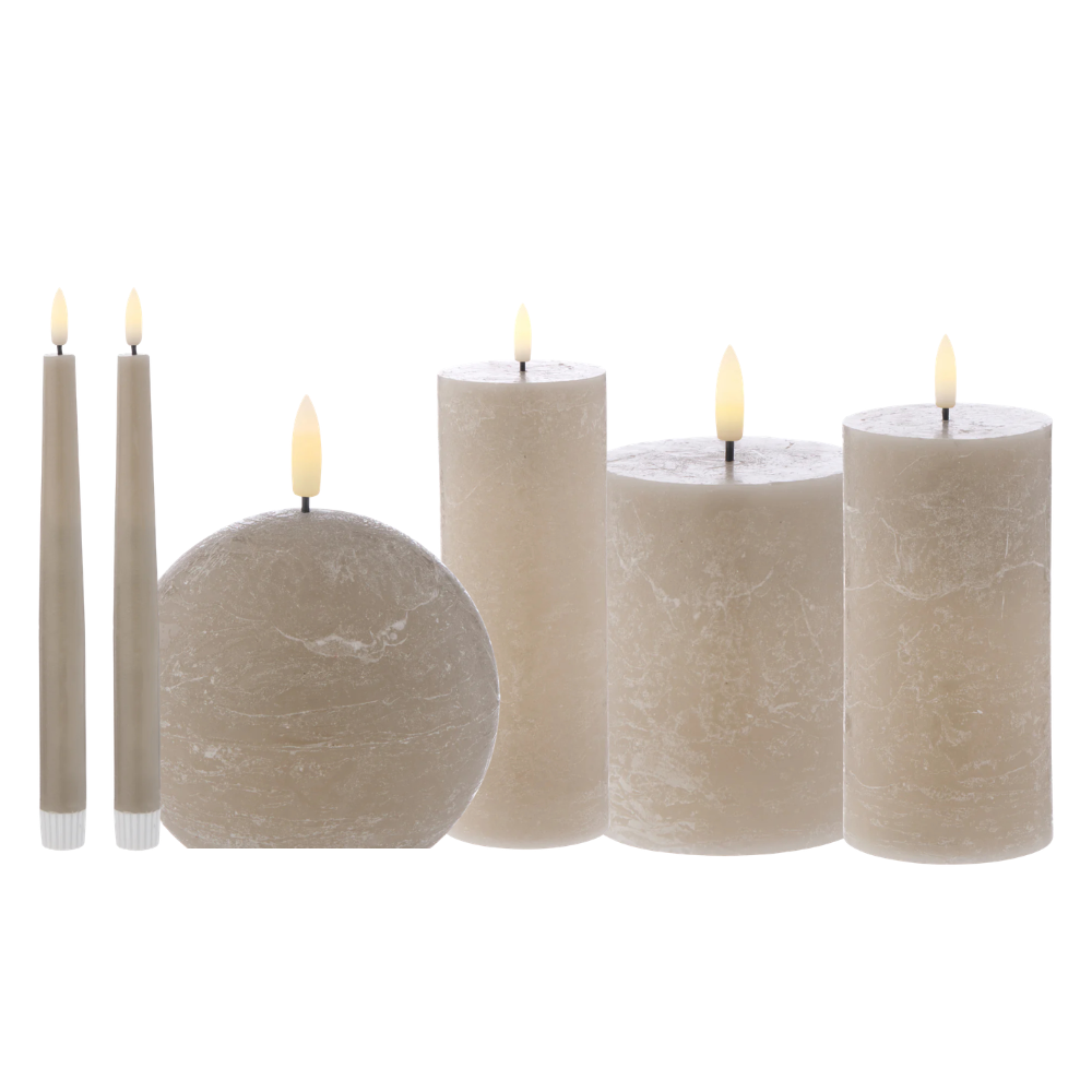 Amalfi Hughe LED Flickering Candle 6 Pack - Taupe
