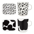 Marimekko Oiva/Unikko 4 Piece Mug and Plate Set - Black/White