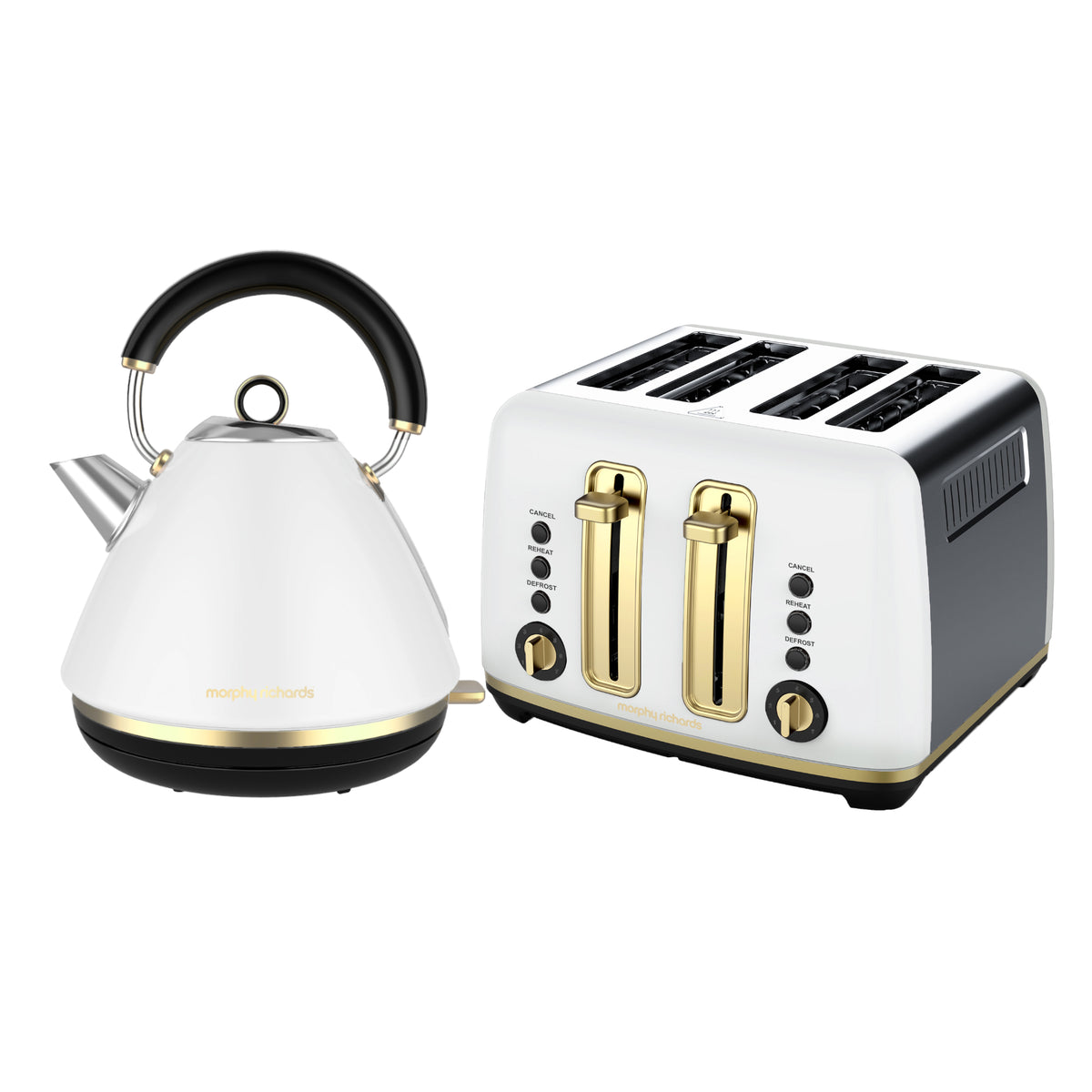 Morphy Richards Ascend Soft Gold 1.5L Kettle & 4 Slice Toaster - White