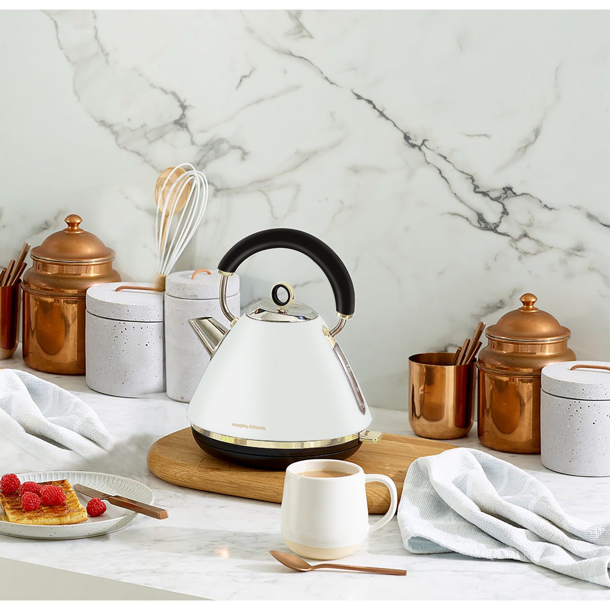 Morphy Richards Ascend Soft Gold 1.5L Kettle & 4 Slice Toaster - White