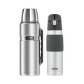 Thermos 1.2L King Vacuum Insulated Flask & 530ml Hydration Bottle - Stainless Steel