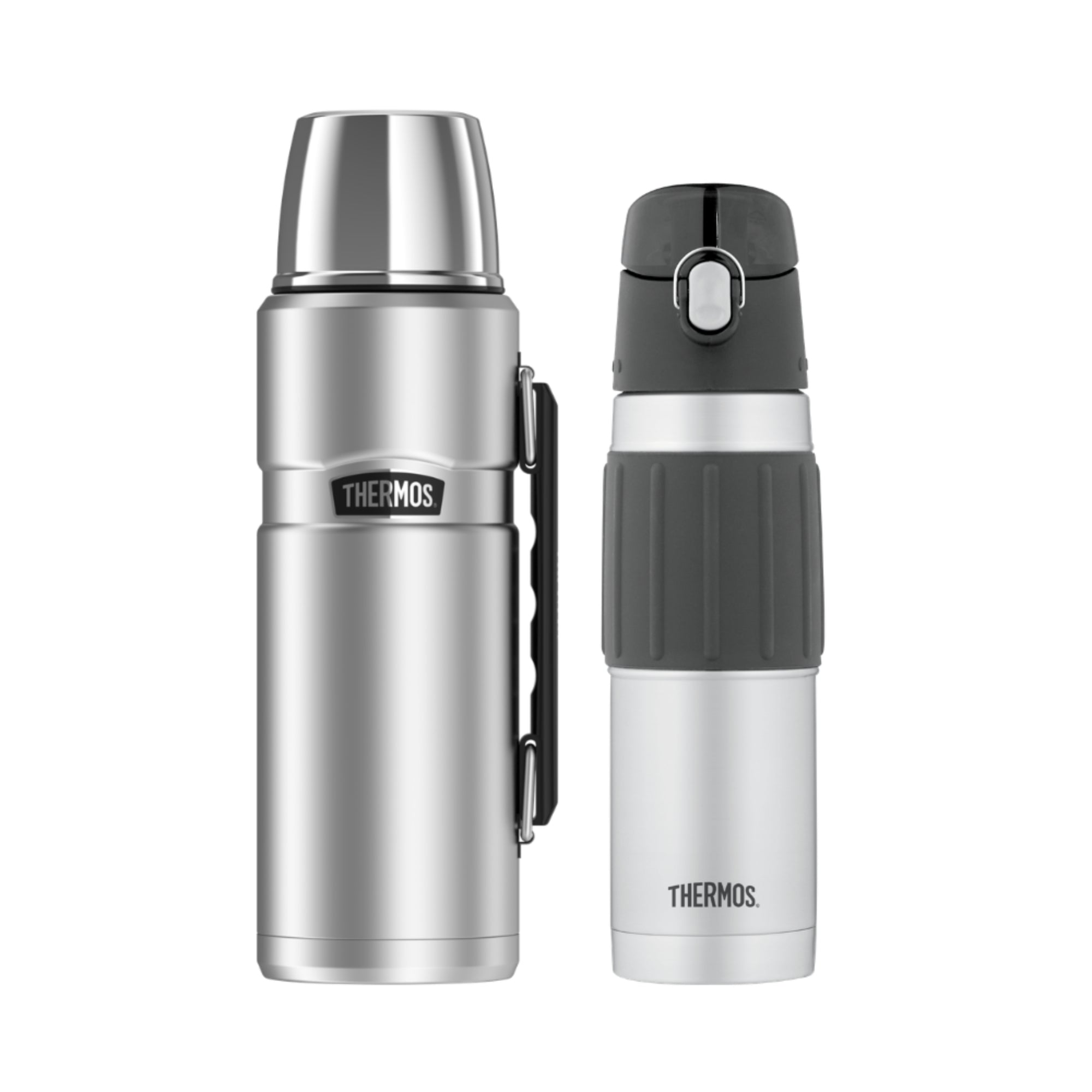 Thermos 1.2L King Vacuum Insulated Flask & 530ml Hydration Bottle - Stainless Steel