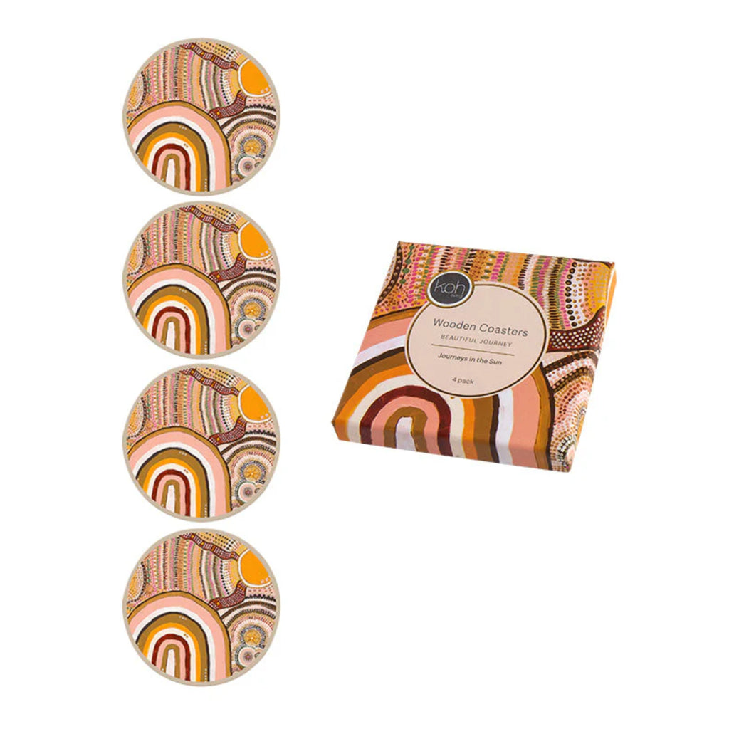 Koh Living Journeys In The Sun Wooden Coaster 4 Pack