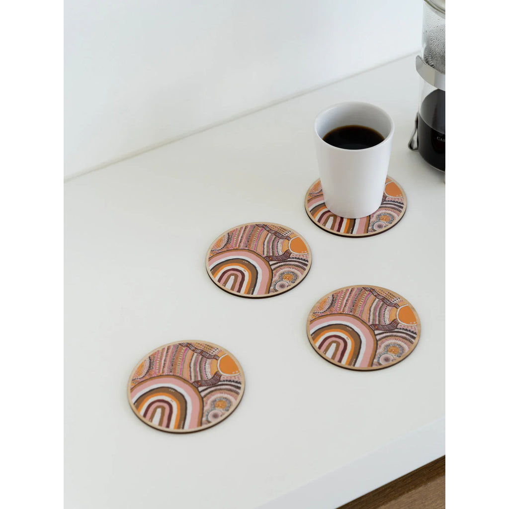 Koh Living Journeys In The Sun Wooden Coaster 4 Pack