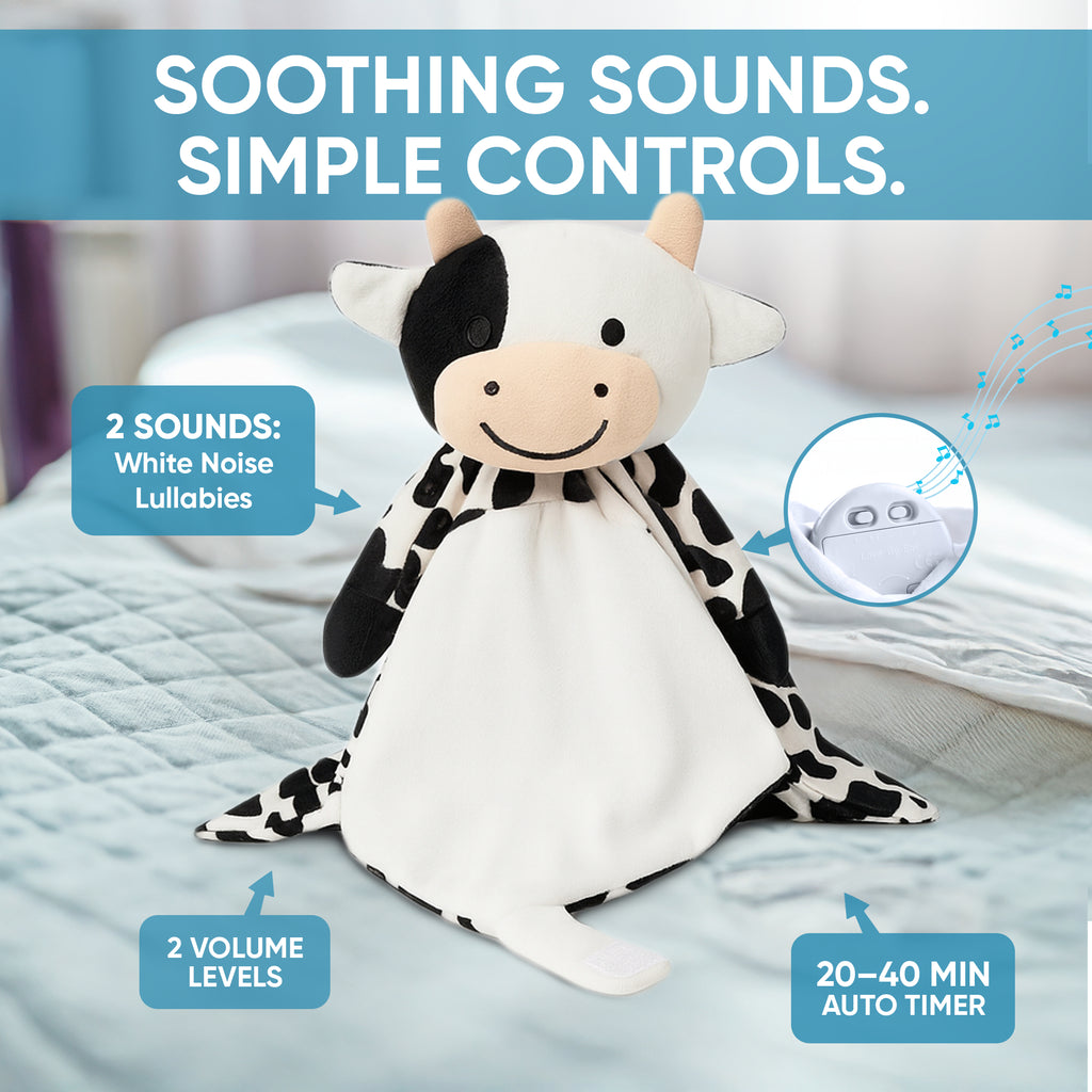 Love By Emi Cow Musical Comforter - Black/White