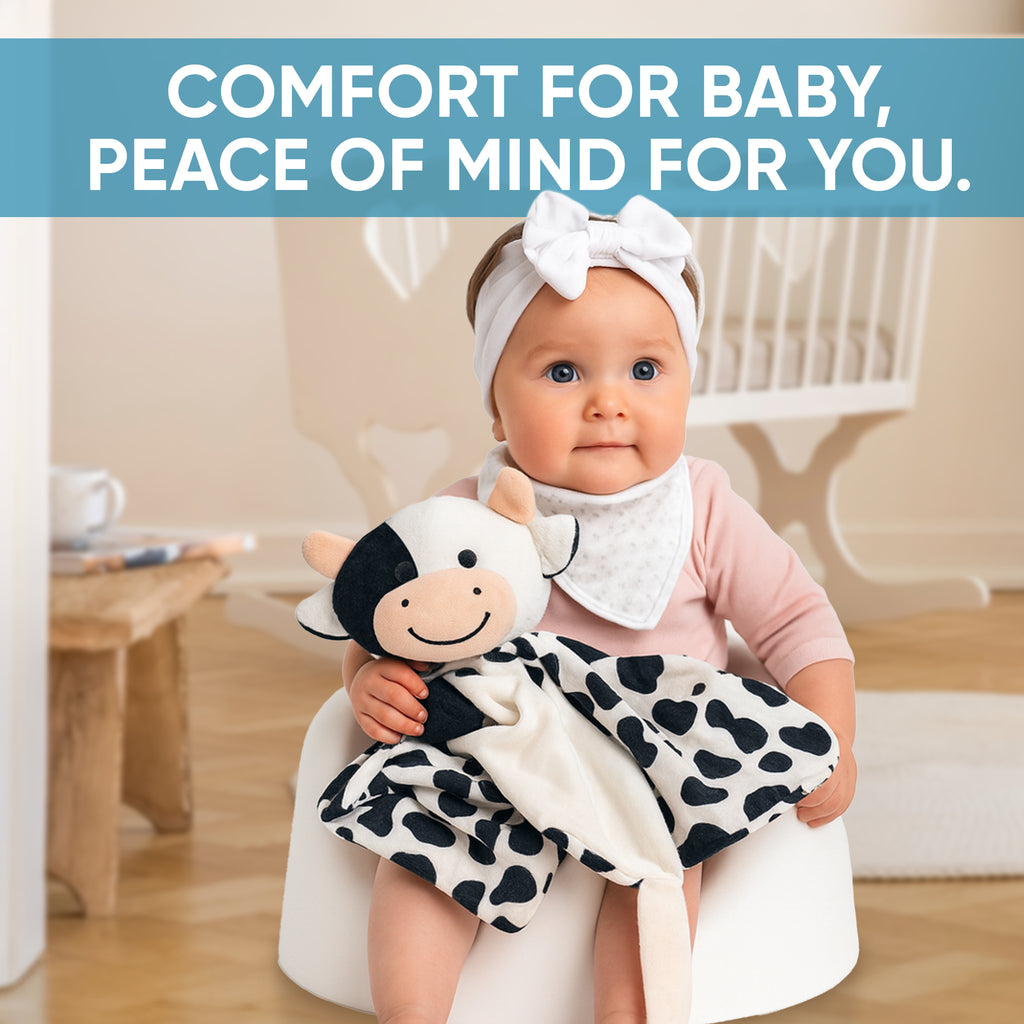 Love By Emi Cow Musical Comforter - Black/White