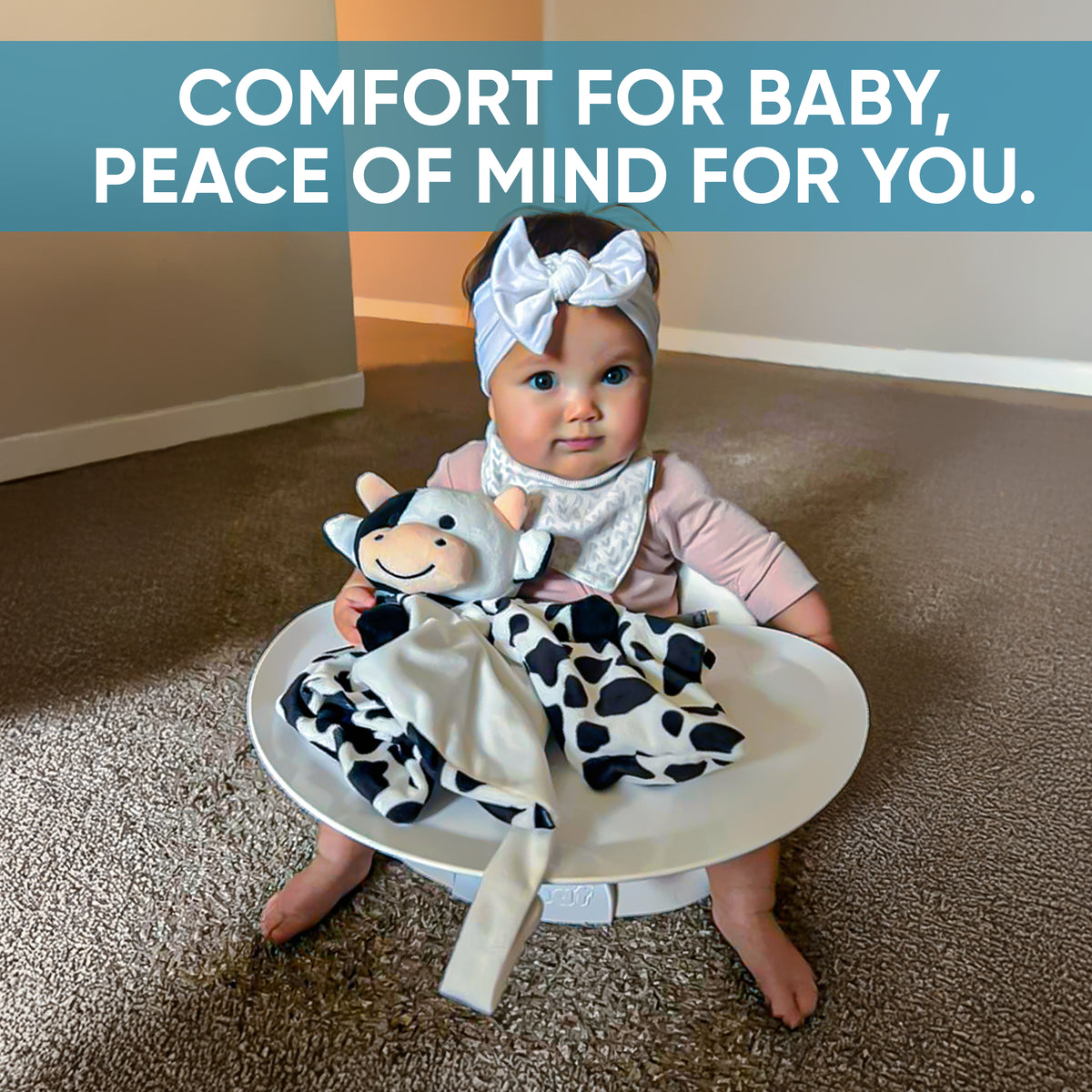 Love By Emi Cow Musical Comforter - Black/White