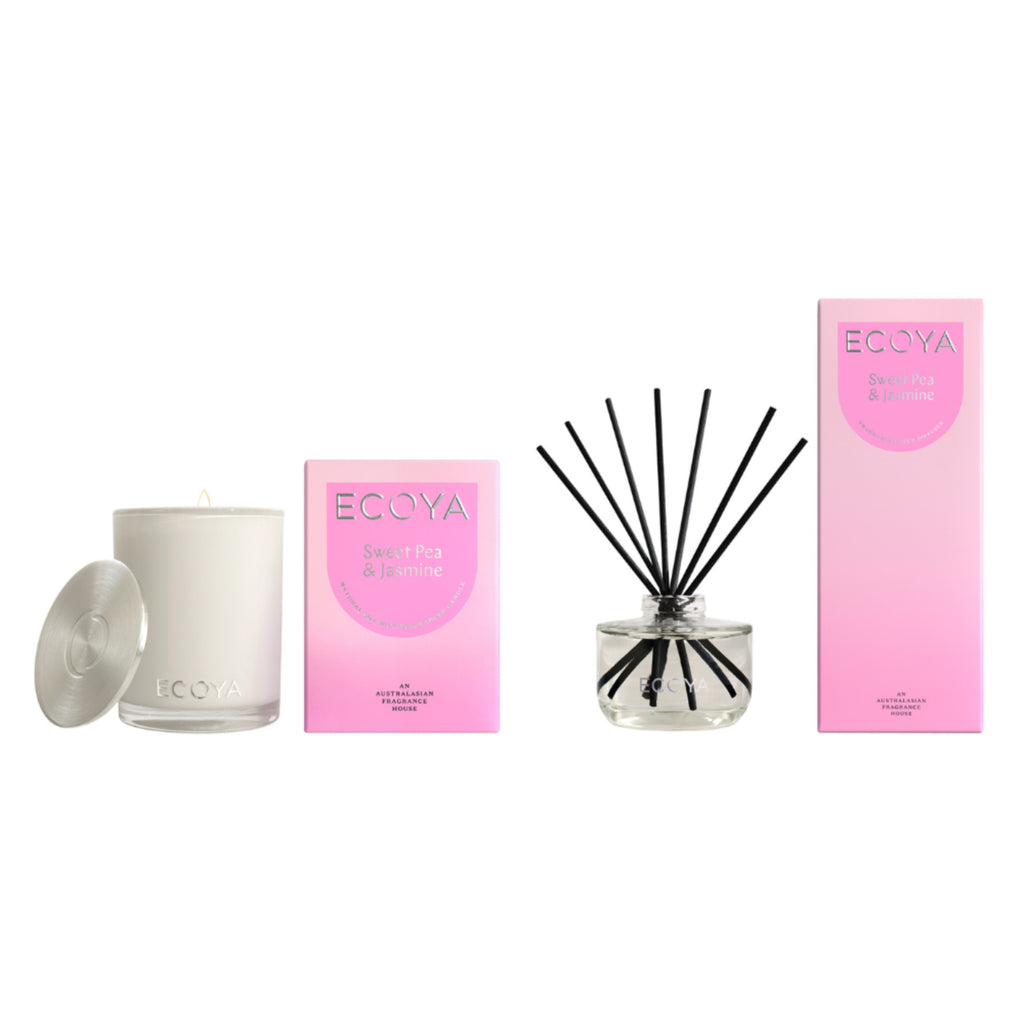 Ecoya Sweet Pea & Jasmine Madison Candle and Diffuser Set