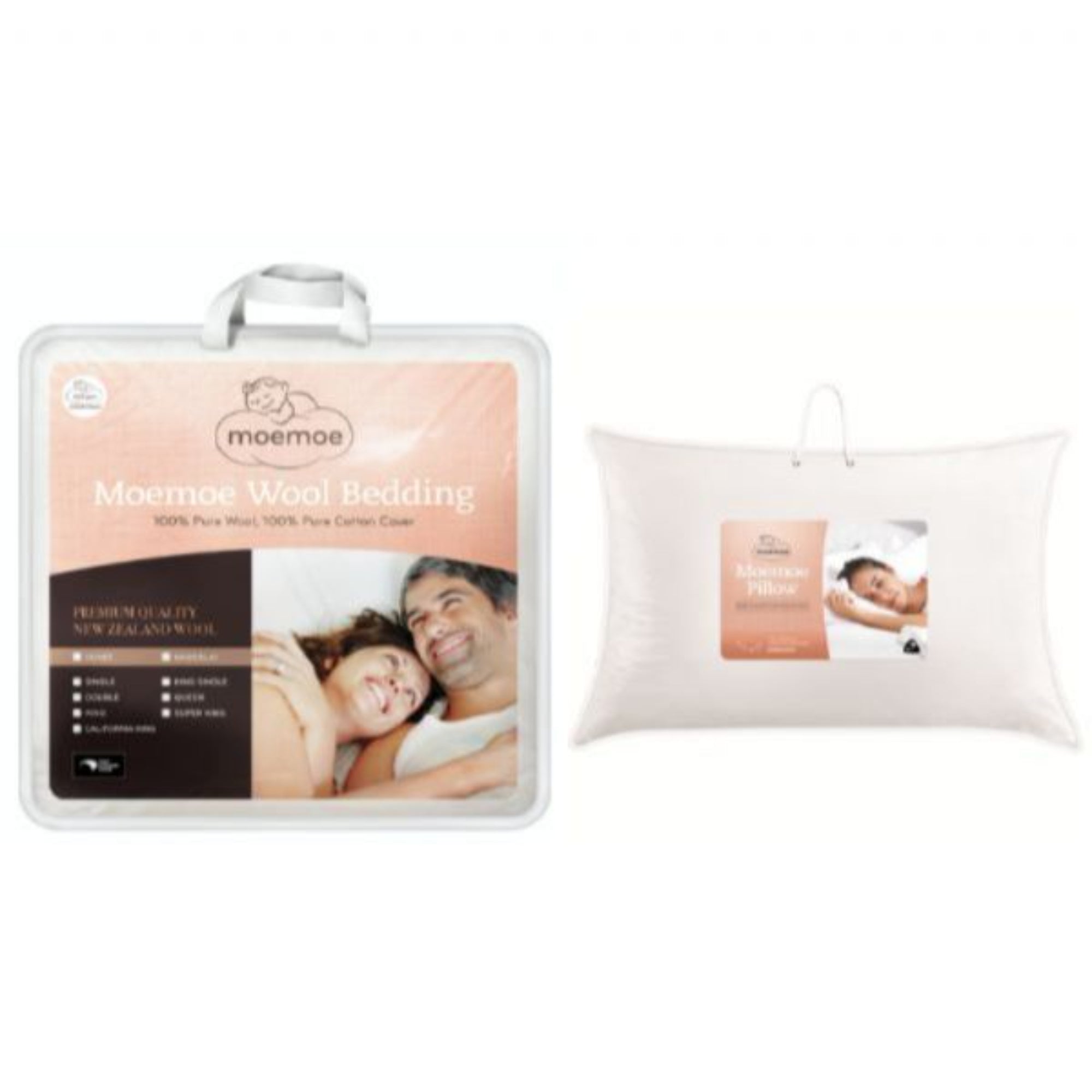 Moemoe 100% New Zealand Wool Duvet Inner - Everyday Weight King, With Two Pillow