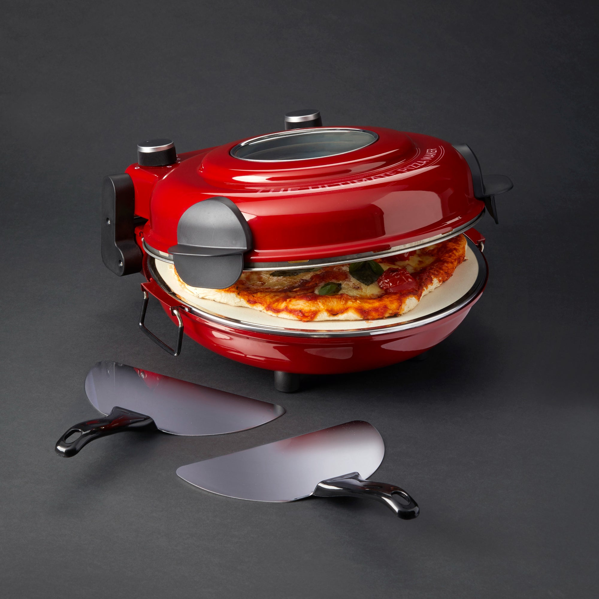 MasterPro The Ultimate Red Pizza Oven with Window 38.5X33X19CM w/ 2 PADDLES