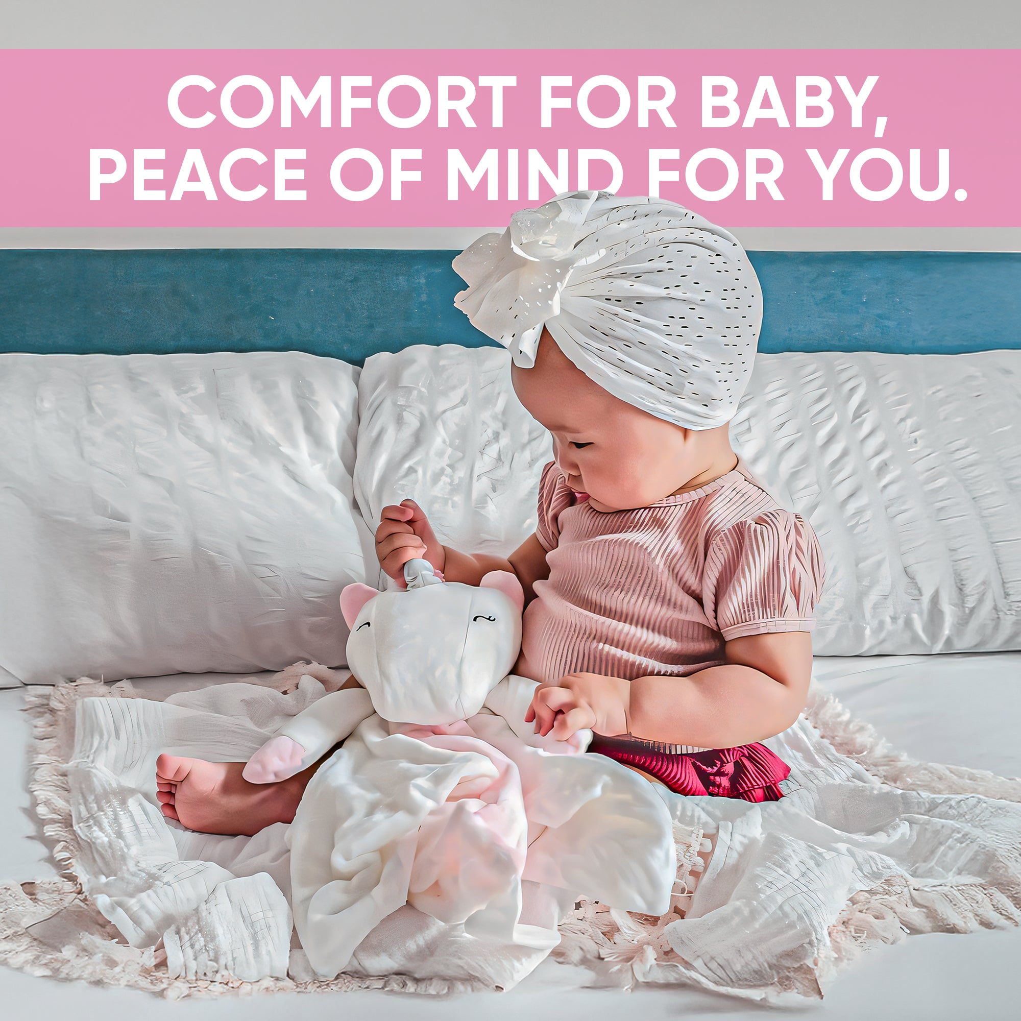Love By Emi Unicorn Musical Comforter - Pink/White