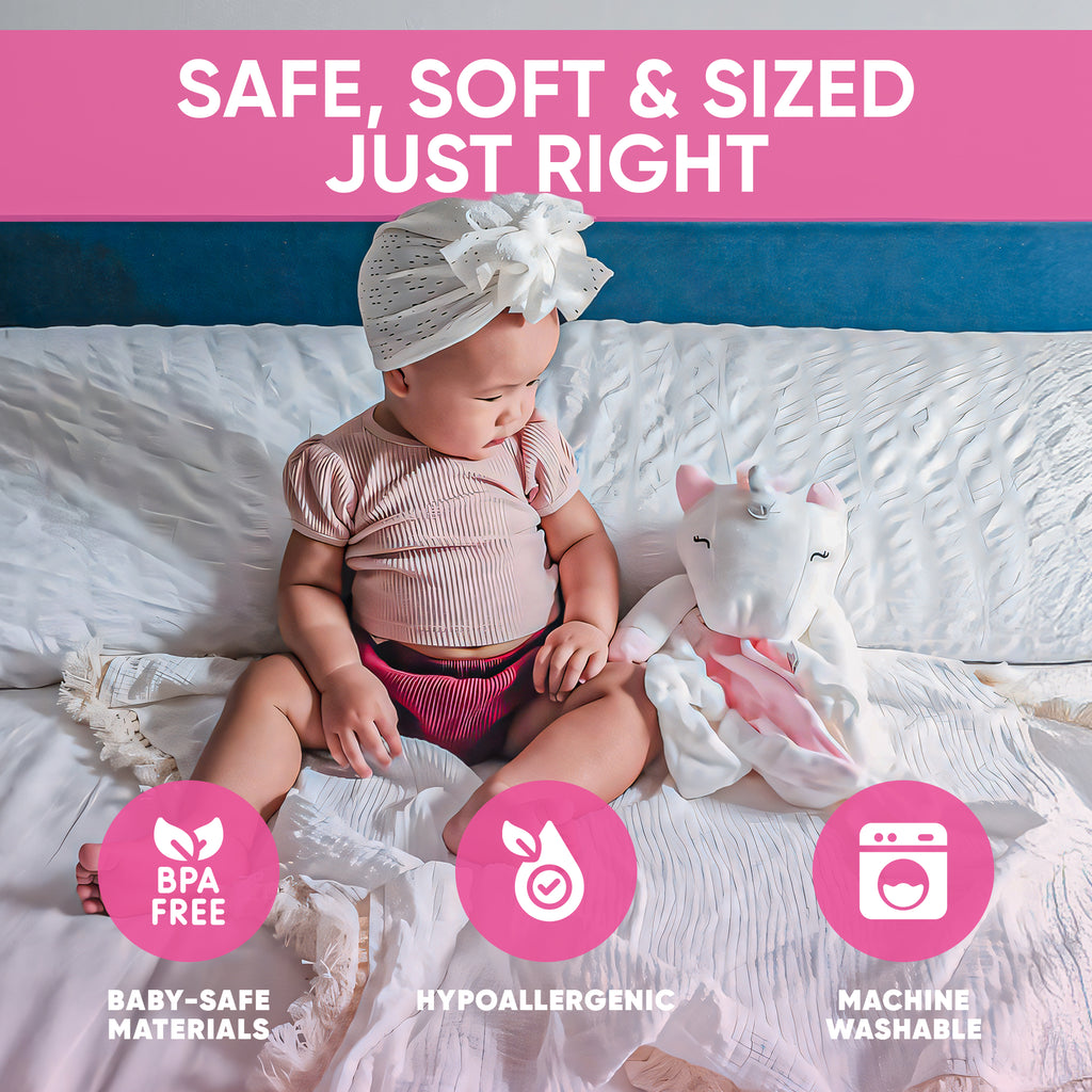 Love By Emi Unicorn Musical Comforter - Pink/White