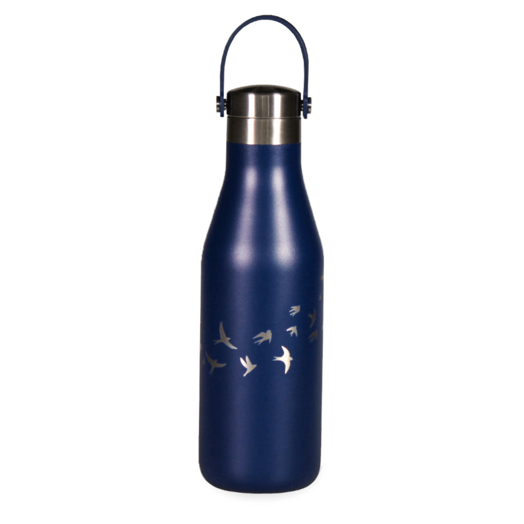 O'helo Oxford Blue Bottle With Etched Swallows