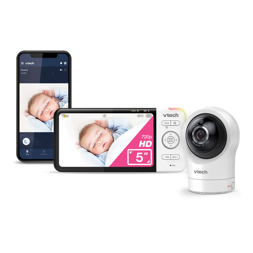 VTech Baby 5" Pan & Tilt Smart High-Definition Video Monitor - White