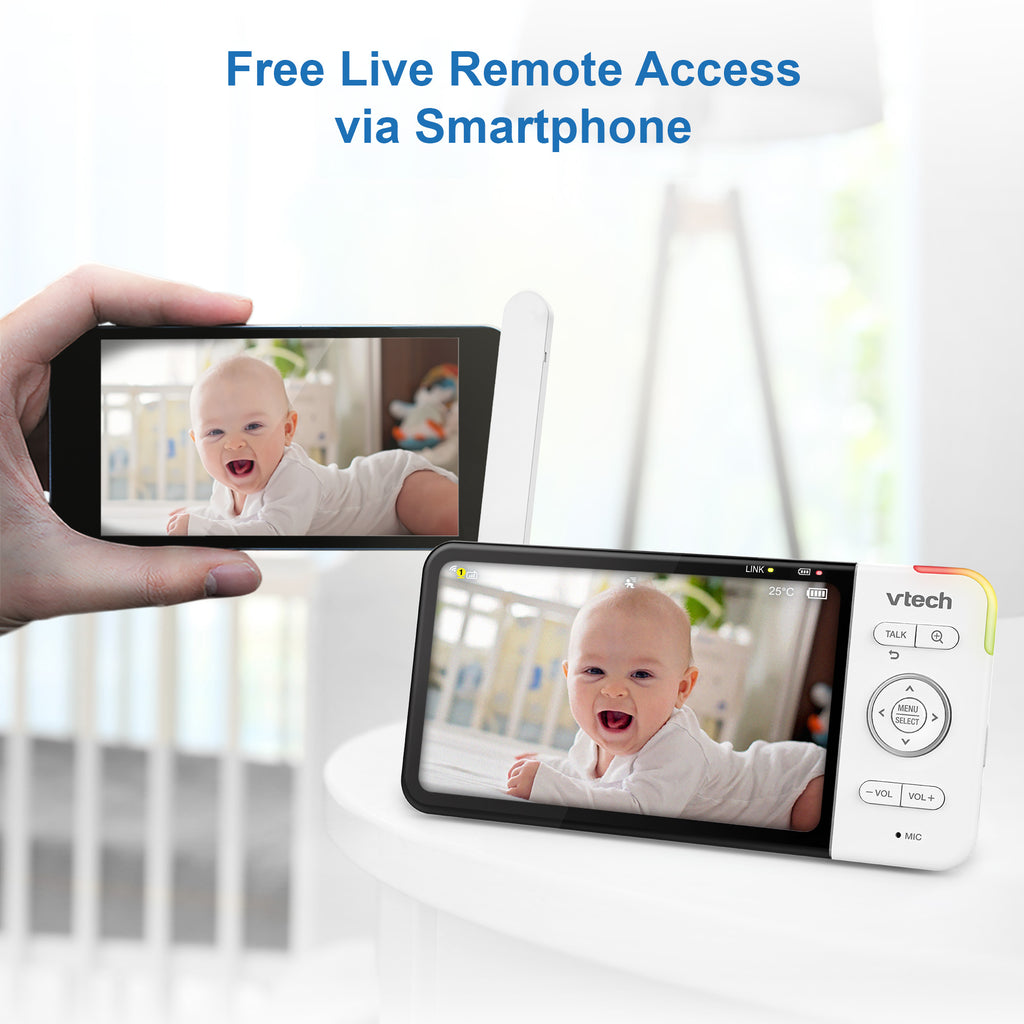 VTech Baby 5" Pan & Tilt Smart High-Definition Video Monitor - White