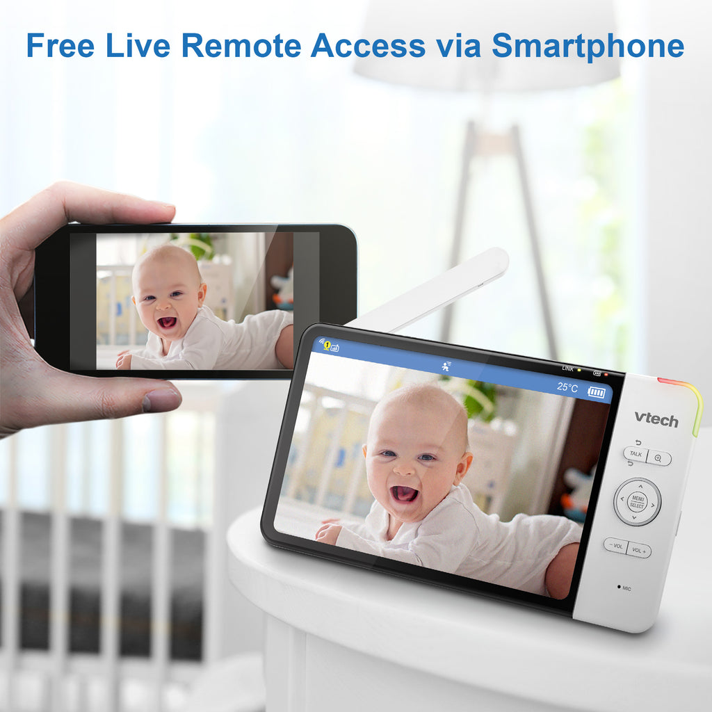 VTech Baby 7" Pan & Tilt Smart High-Definition Video Monitor - White